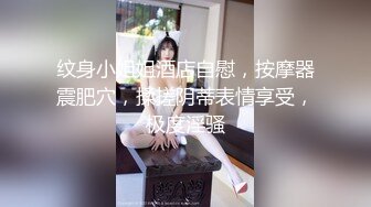 纹身小姐姐酒店自慰，按摩器震肥穴，揉搓阴蒂表情享受，极度淫骚